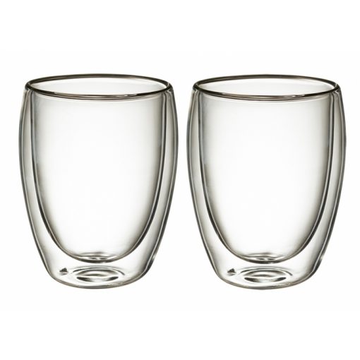 זוג כוסות זכוכית דופן כפולה
